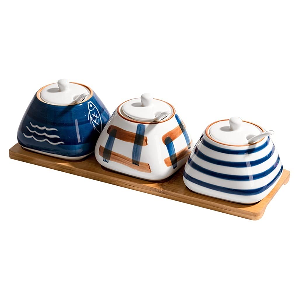 Ceramiczny zbiornik na cukier Cukiernica z pokrywką Domowy pojemnik przyprawy Pojemnik kuchenne Puszka,Słoik na przyprawy
