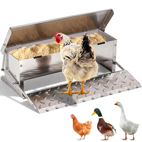 Mangeoire Poules Anti Nuisible, Mangeoire à Poulets Automatique Avec Couvercle Anti-Pluie - Capacité 5kg,Distributeur Graines Poules Exterieur,Pour...