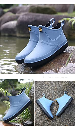 Men's Rain Boots Fishing Hiking Camping Mid Rain Boot Pvc Waterproof Garden Anti Slipping (Baby Blue,5.5) #TOP4