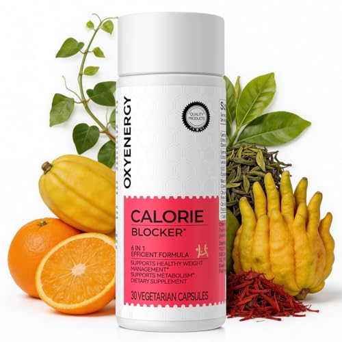 OxyEnergy Calorie Blocker 6-in-1 Natural Weight Loss Supplement for Women & Men with Garcinia Cambogia Gymnema Sylvestre & Bergamot Boosts Metabolism Suppresses Fat Synthesis & Appetite 30 Capsules