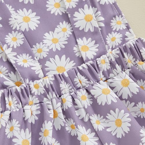 Image of Ayalinggo Toddler Baby Girl Sunflower Print Overalls Shorts with Pocket Suspender Trousers Cute Summer Clothing Outfit
