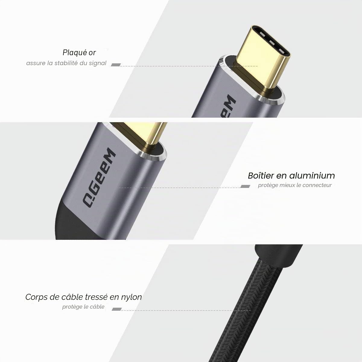 Câble Adaptateur USB C vers HDMI 4K, QGeeM Adaptateur Thunderbolt 3 vers HDMI Compatible pour MacBook Pro 2019/2018/2017 MacBook Air/iPad Pro 2018 Surface Book 2, Dell XPS 13/15 Samsung Galaxy S10/S9