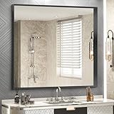 DESBING 36 x 36 Inch Black Bathroom Vanity Mirror, Matte Black Wall Mirror with Metal Frame, Decorative Rectangular Vanity Mirror for Bathroom Living Room Entryway Home Decor (Horizontal/Vertical)