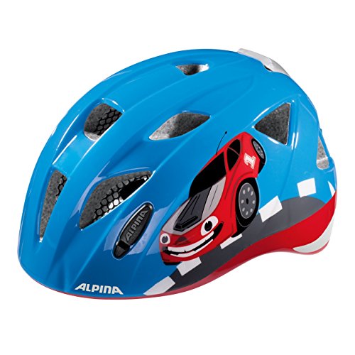 ALPINA XIMO - Leichter, Sicherer & Bruchfester Fahrradhelm Mit LED-Licht Für Kinder, red car, 45-49 cm