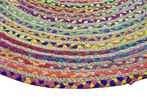 Tapis de sol rond en jute de qualité pour table salon déco