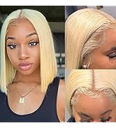 Usexy 12 Inch Blonde Bob Wig Human Hair 13x4 Frontal Lace Wig 613 Frontal Bob Wigs for Black Wome...