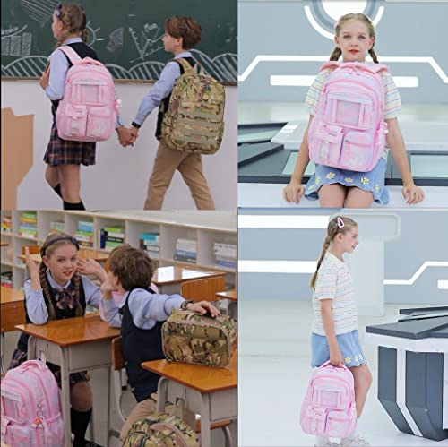 Wraifa Girls Backpack Elementary School Backpacks For Girls Cute Princess Preschool Middle School Bag Kids Bookbag (Pink With Lunch Box) #TOP1