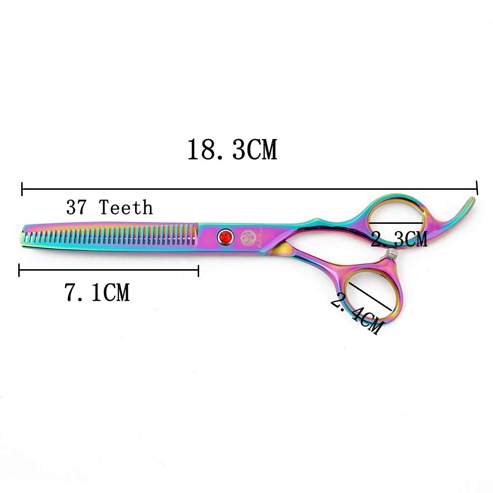 Purple Dragon 7.0 inch Rhinestone Decoration 3PCS Pet Grooming Scissors Dog Hair Cutting & Thinning Shears Set