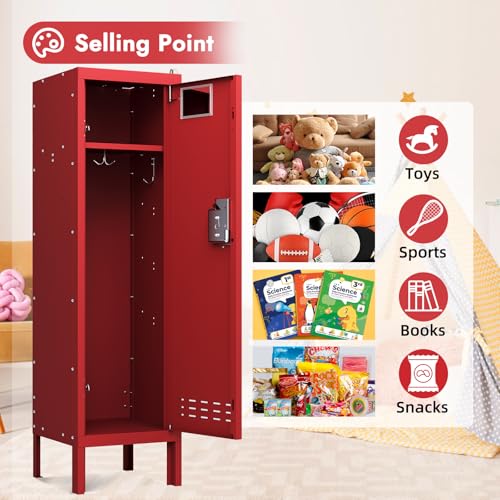 Image of BUTISOW Metal Kids Locker,Metal Cabinet Storage Lockers,Lockable for Employees with Door,54 inch Height Steel Locker,Lockable Steel Locker for Children's Room, Playroom, School,Gym