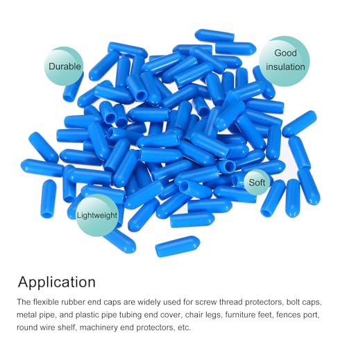 Image of MECCANIXITY 100pcs 4mm Rubber End Caps Cover PVC Vinyl Screw Thread Protector Round Wire Shelf Caps for Screw Bolt Pipe Fence Post, Light Blue
