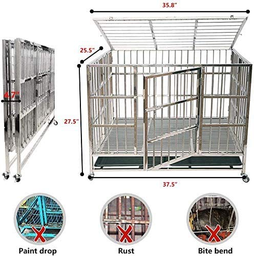 Unhg Heavy Duty Stainless Steel Metal Dog Cage Kennel Crate And Playpen For Training Large Dog Indoor Outdoor With Door & Locks Design Included Lockable Wheels Removable Tray #TOP2