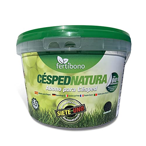 FERTIBONO CéspedNatura - Abono Orgánico de Liberación Lenta para Césped - Seguro para Mascotas y Familia, Nutrición Profunda sin Quemaduras - Apto para Todas las Estaciones. (6,5kg)