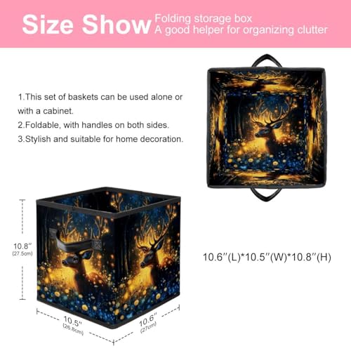 Boîte de rangement forêt de cerfs cube pliable 28cm