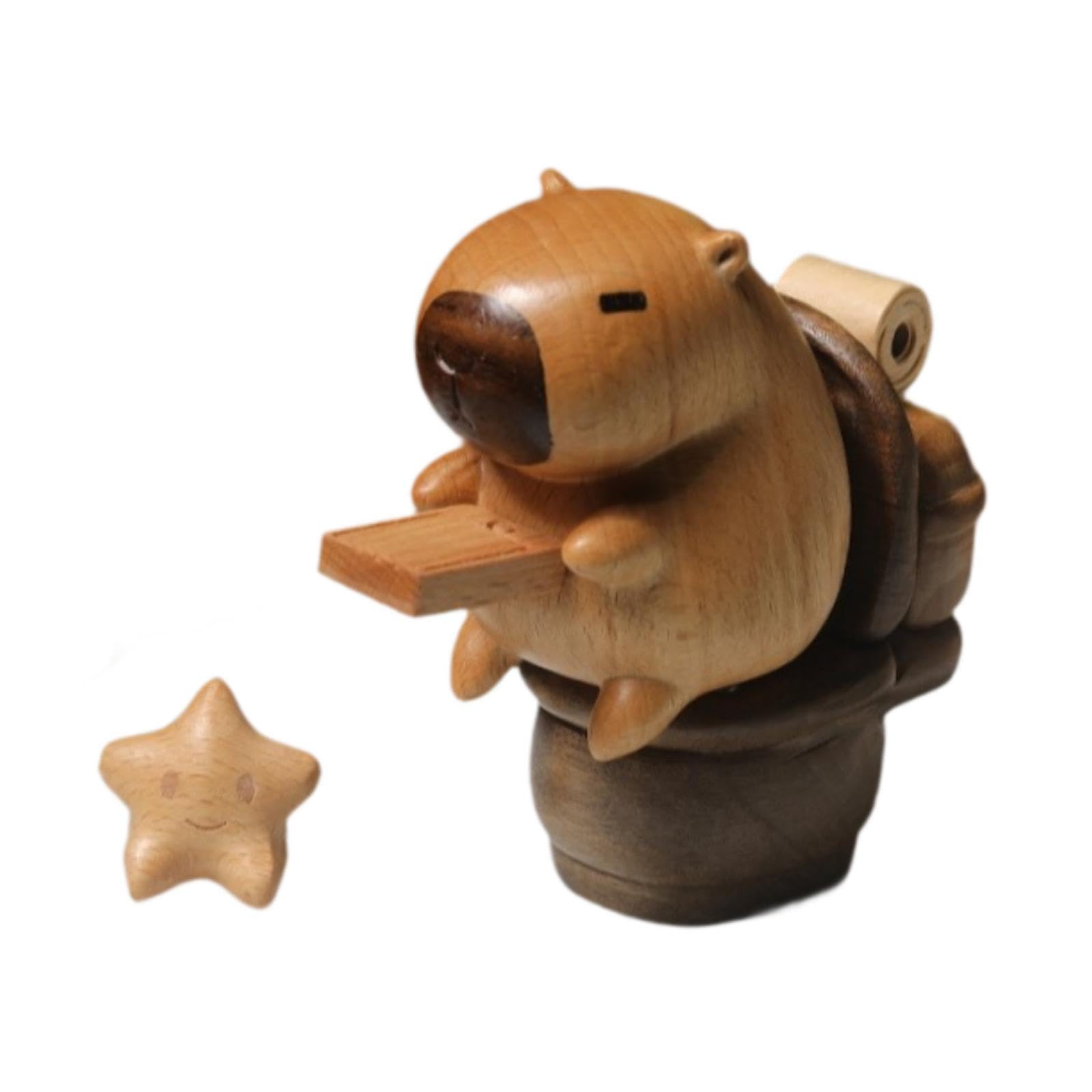 Giocattolo Puzzle di Cacca di Capibara, Statua di Animale in Legno, Scultura Artistica Minimalista, Statuetta in Miniatura per mensola della Camera da