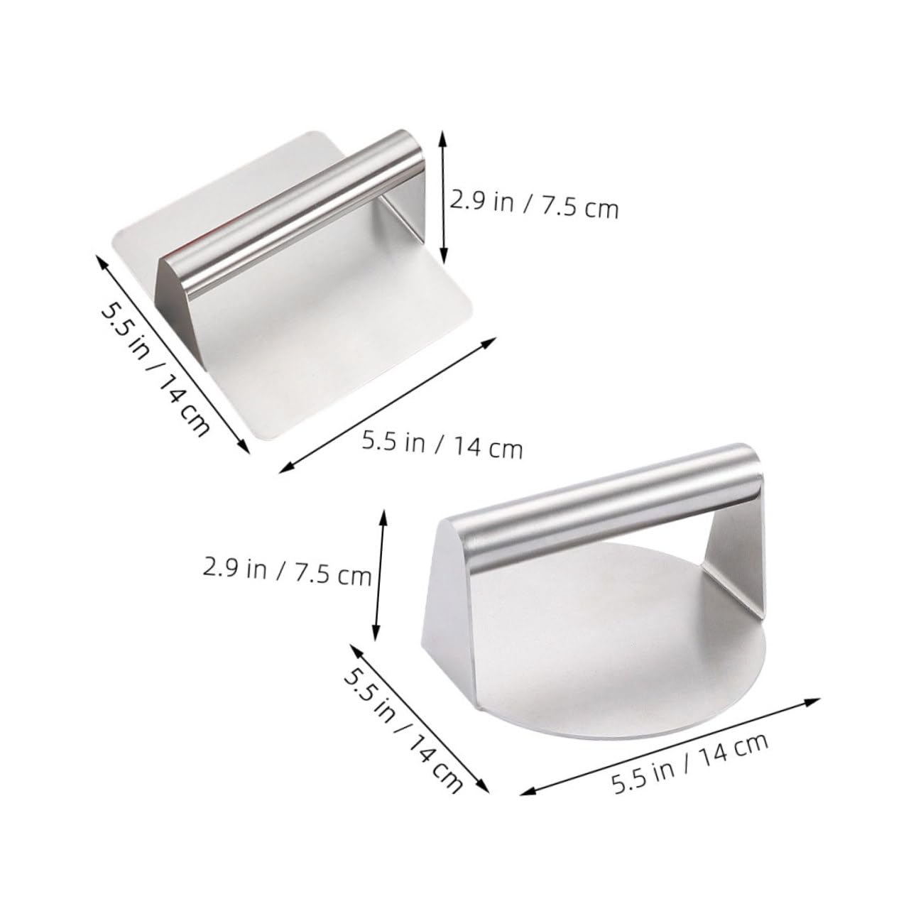 Cabilock 2pcs Stainless Steel Burger Press Meat Press for Grilling Ground Beef and Steak Ergonomic Design for Easy Use Non Stick Surface