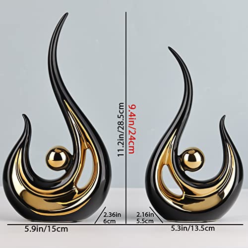 Dovdov Modern Art Abstract Statues, Ceramic Statues, Black And Gold Home Decor, For Living Room Coffee Table Decor, Home Office, Bedroom Decor, Dining Table Decor And Accessories Set Of 2 #TOP1