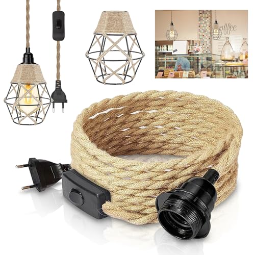 SPORWAY Lampenfassung E27 mit Schalter: Lampenkabel mit 4,5M Kabel und Lampenschirm, Pendelleuchte Kit mit Stecker für DIY Stehleuchten Vintage Industrial Lampe Hängeleuchte Hängelampe Kronleuchter