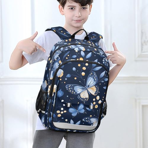 Sac à dos bleu papillon pour enfants et cartable d'école mixte - 3
