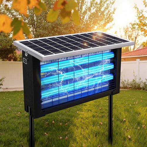 Powerful Large Solar Bug Zapper Outdoor for 3000 sq.ft, Poartable Rechargeable Mosquito Zapper with High Powered, Cordless Solar Fly Zapper for Patio Garden Backyard RV Camping with 13W Sola