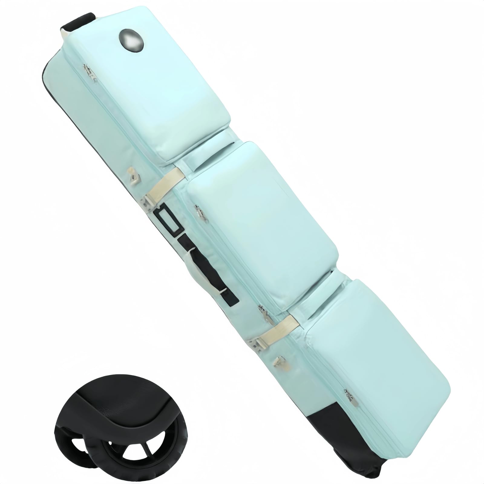 TQOVOQT Ski Bag with Wheels - Airline Approved Snowboard Travel Bag for 138-173cm Skis, 5 Colours | All-in-One Storage & 4 Travel Modes(Size:165cm,Color:Light Green)