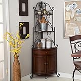Belham Living Portica Wrought Iron and Wood Corner Bakers Rack