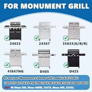 SafBbcue 97888 Grill Grates for Monument Grill 24633 13892 17842 24367 35633 41847NG Grill Replacement Parts, Stainless Steel Cooking Grids for Monument 35633R 35633B D405 D425 4-Burner Accessories