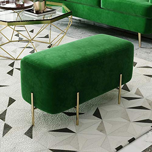 Tabouret de canapé confortable et repose-pieds vert en tissu