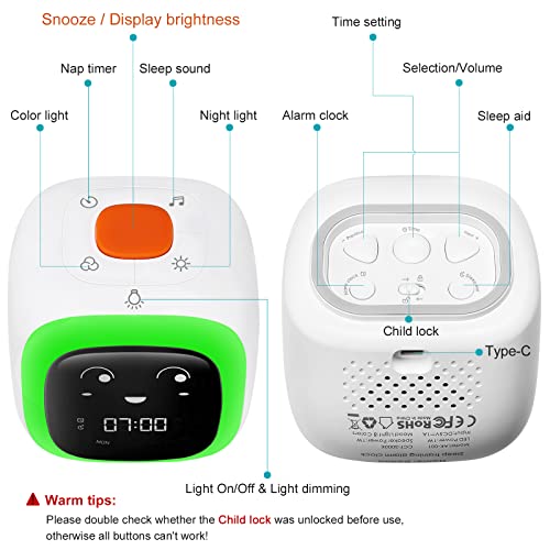 Antoking Children's Sleep Trainer And Ok To Wake Clock, Sleep Sound Machine With Baby Night Light, Alarm Gifts For Toddler And Kids #TOP5