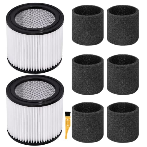 Image of 90398 HEPA Replacement Filter and 90526 Foam Sleeve Filter Compatible with Shop-Vac 90398, 903-98, 9039800, Fits Most 4 Gallon and Less Wet /Dry Vacuum Cleaner (2 Filter + 6 90526 Foam Sleeve)