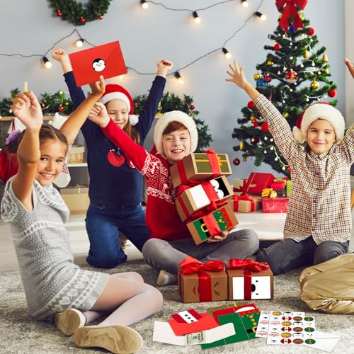 Funrous 40 Pack Christmas Money Cards Merry Christmas Cash Gift Cards Holder Winter Holiday Snowman Santa Claus Card Holder with Envelopes and Stickers for Xmas Decoration Party Favors (Cute Style)