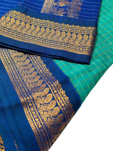Image of Pure Kalyani Cotton Saree | Zari Border & Blouse Piece - Lata Gadwal Design | Traditional Saree