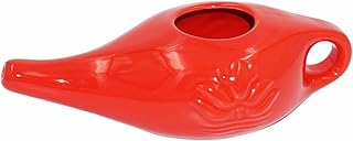 Biebri NetiPot - Jarra para limpieza nasal (cerámica, 250 ml), color rojo
