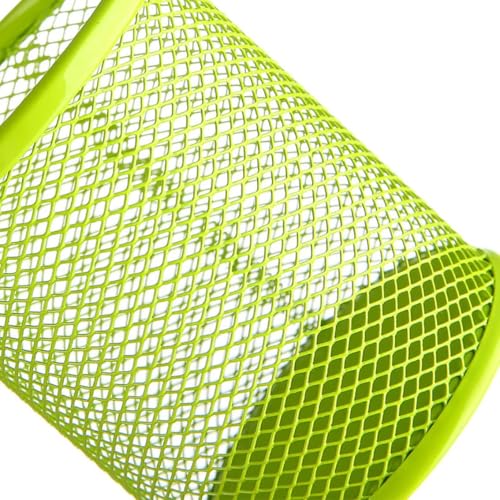 Image of Metal Mesh Pen Stand for Office & Home Desk | Black Stationery Holder Organizer for Pens, Pencils, Markers, Makeup Brushes | Durable Round Wire Mesh Pen Stand (Pack of 1) (green)