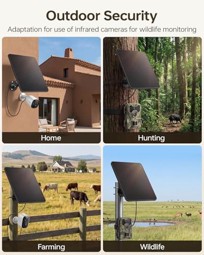 Solar Panel for Security Cameras, 6W Solar Battery Charger with Micro USB & USB-C, IP67 Waterproof with 360° Adjustable Mount - image 9