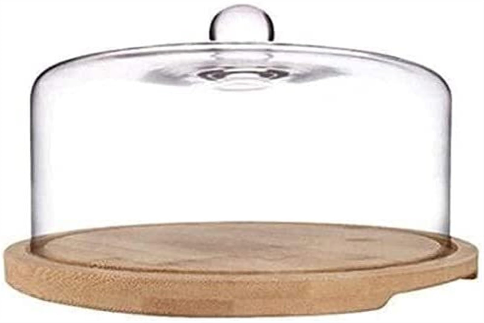 TYUHDUYUR Cake Stand Dinnerware Steak Plate 11 Inch Cake Box Wooden Dessert Plate and Glass Dust Cover Decorative Serving Tray Storage