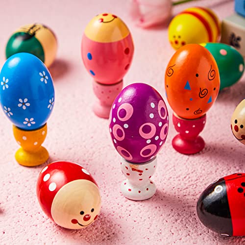 JOYIN 12 Stück 3 \(7,6 cm) Hölzerne Eierschüttler Maracas Percussion Musical für Party -Gefälligkeiten, Klassentzimmer Preis Lieferungen, Musikinstrument, Korb -Stuffers Füllstoffe, Osterjagd