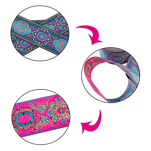 Pandahall 7m Vintage Jacquardband 33cm Bordüre Stoff Emobridered Woven Ribbon Fabric Trim Fringe Stoffband Paspelband Zum Nähen für Diy Kleidung Accessoires Verzierungen Dekorationen