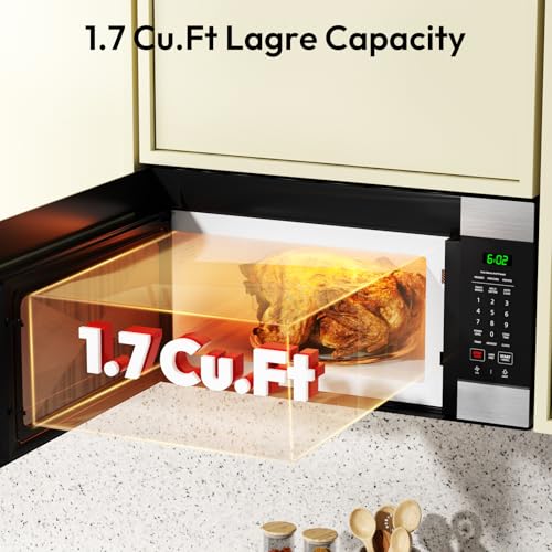 Image of 30 inch Over the Range Microwave Oven, ThermoMate 1.7 Cu. Ft Capacity Microwave Over the Stove with One Touch, 1000 Cooking Watts, 300 CFM Venting, 2-Level Cooktop Light, Stainless Steel