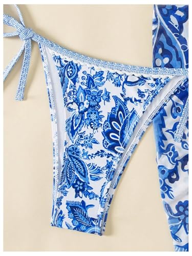 Image of BYFINECANY Women's Floral Printed Bathing Suit Halter Paisley Summer Swimsuit Bikinis Set