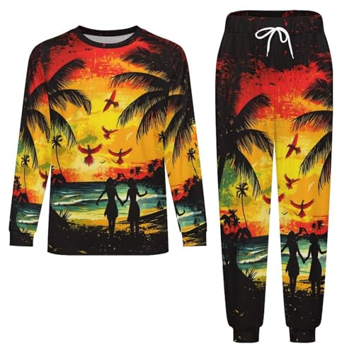 Jamaica Beach Mens Pajamas Set Long Sleeve Sleepwear Pjs Set Shirts And Bottoms Sleep Sets Loungwear4