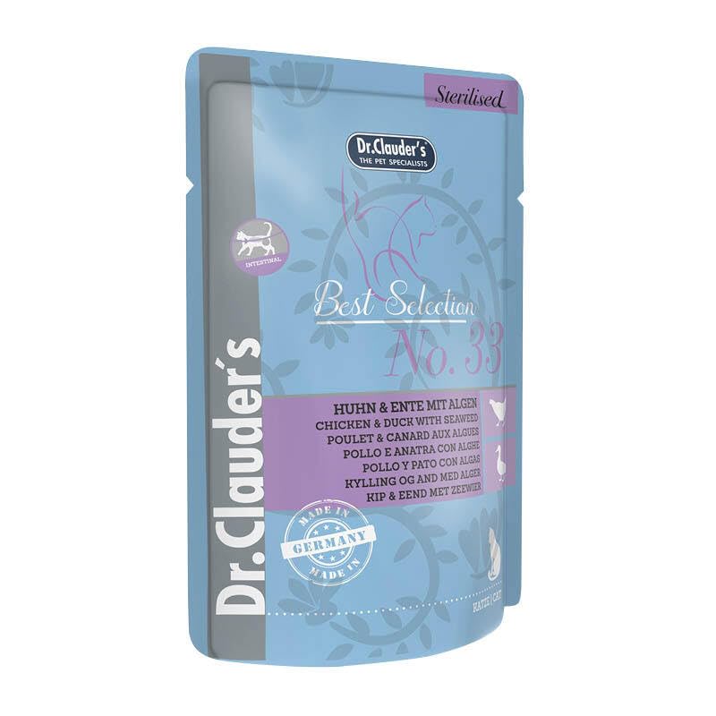 Dr. Clauder's Best Selection Sterilised No. 33 Huhn & Ente mit Algen Pouch | 16 x 85 g