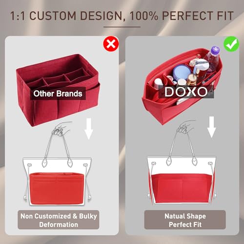 Image of Doxo Purse Organizer Insert Handbag&Tote Felt Bag Fits for Speedy 35 and Neverfull MM Red
