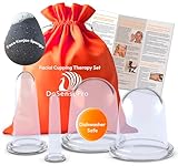 Facial Cupping Set for Face, Neck & Body + Instruction Guide + Konjac Sponge – Silicone Face Cupping for Massage Therapy, Skin Care, Wrinkles & Cellulite – Rejuvenating Cups by DoSensePro