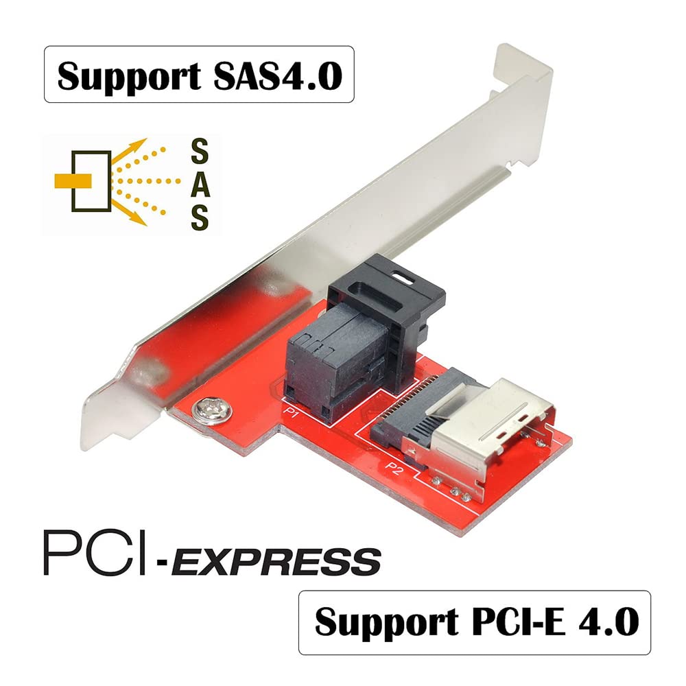 PCI-Express 4.0 Mini SAS SFF-8087 to SAS HD SFF-8643 PCBA Female Adapter with Bracket