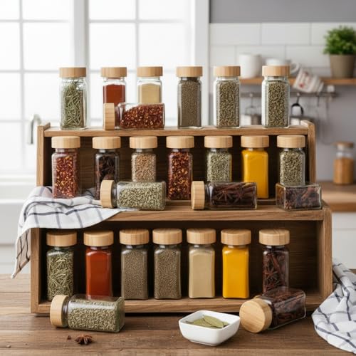 Image of WHISKET-100 Ml|Glass Spice Jars With Lids,Spices & Seasonings Sets Organizer Spice Containers, Airtight Food Canisters, Black