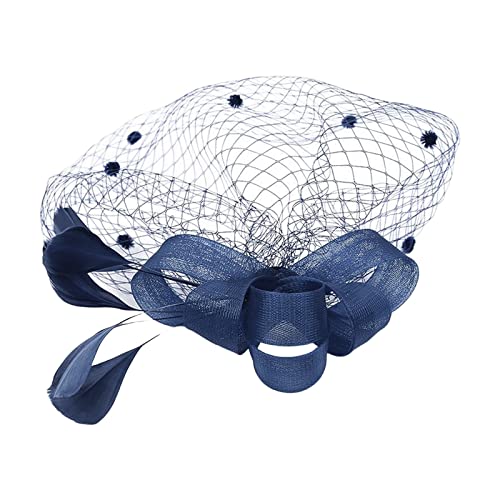 Uangkou FLAT HAIR CLIP Navy Fascinators For Women Fascinator Hats For Women Tea Party Hat Headband Bowler Feather Flower Veil Hair Clip Headwear Purple Clip In Hair Extensions thumb #2