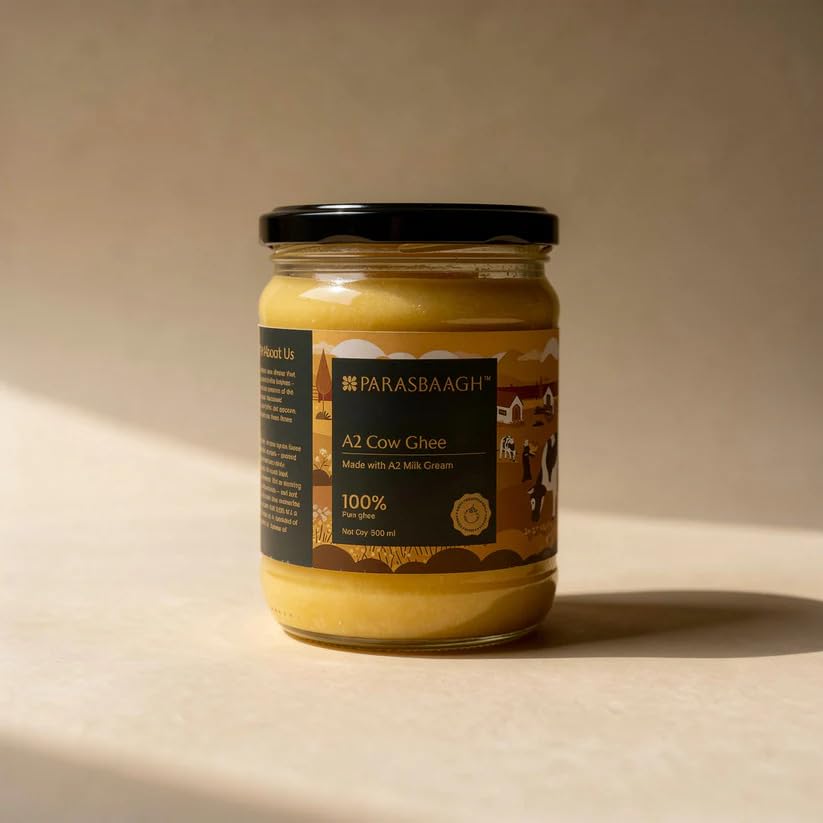 Image of Parasbaagh A2 Cow Ghee (500ml), Traditional Bilona Method A2 Cow Ghee, Grassfed, Pure & Healthy Desi Cow Ghee