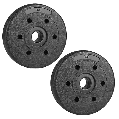 Riscko Pack 2 Discos Pesas de 2 Kg Cada Uno para Barra con Diámetro de 2,5 cm, Discos Peso Profesionales para Ejercicio y Gimnasio en Casa, Discos para Pesas y Mancuernas