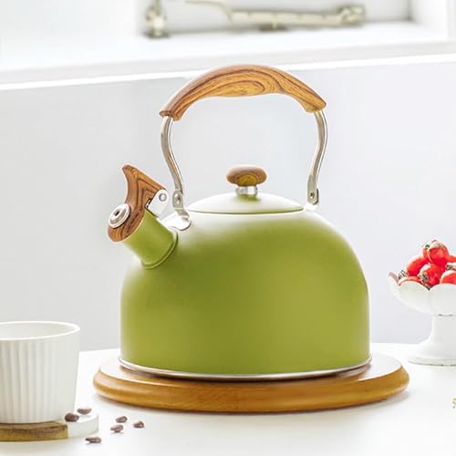 Miniatura 3 de Hervidor de té silbante de 2.5 L, hervidor de té de acero inoxidable, hervidor automático de agua hirviendo con asa, tetera para leche, té, café,