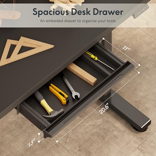 FLEXISPOT Electric Adjustable Workbench, 55x28 Inches Ergonomic Worktable with Drawer and Wheels for Garage, Workshop and Office, Spacious Desktop for Woodworking and Crafts, Black, 4 Packages - image 6